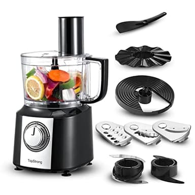 TopStrong Robot Multifonction, 6 en 1 Robot de Cuisine, 2L Robot Cuisine Multifonctions, Food Processor 800W, Robot Menager Multifonctions, Hachoir Mixeur