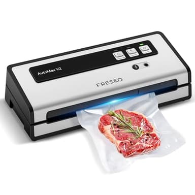 FRESKO Machine Sous Vide Alimentaire Automatique, 140 W, Double Thermoscellage, Mode Humide/Sec, Utilisation à une Main, Verrouillage Automatique, 10 Sacs Prédécoupés