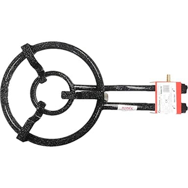 Garcima Brûleur à gaz butane en métal noir émaillé, 11,7 x 34,5 x 60 cm, spécial paellas, avec variateur d'intensité et homologué (Ø 35 cm)