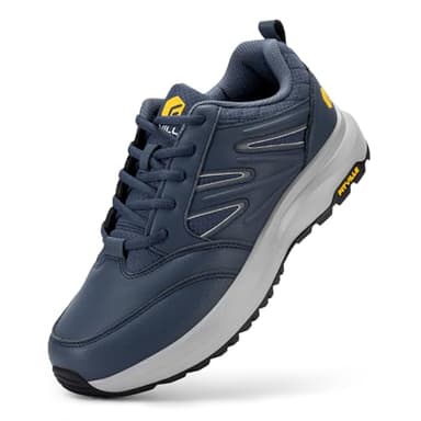 FitVille Extra Large Chaussures de Randonnée Imperméables pour Hommes Baskets Basses Trekking Respirant Antidérapant Soutien de la Voûte Plantaire Bleu 45 EU Large