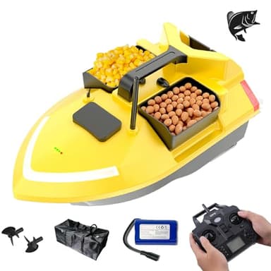 HEVMEVENI Bateau d'appât pour pêche à la carpe – Portée de 500 m, navigation GPS, retour automatique, télécommande sans fil, capacité de 2 kg, étanche et durable pour la pêche en lac et en rivière