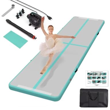 Todeco Tapis de Gymnastique 400x100x10cm Haut Tapis Entraînement Epais Tapis de Gym Gonflable Airtrack Piste Gonflable Gymnastique Tumbling avec Pomp a Air électrique