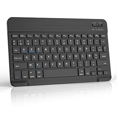 JADEMALL Clavier Bluetooth pour iPad, iPad Air/Pro, Tablette Samsung, Xiaomi Pad 7/6/5, Mac, AZERTY Français Clavier Léger Rechargeable Portables pour Système iOS, Android,Windows, Noir