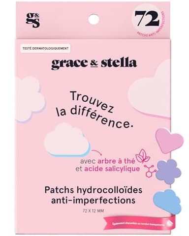 grace & stella Patch Hydrocolloïde pour le Visage - Testés par des Dermatologues, Vegan, Non Testés sur les Animaux - Patchs pour Imperfections [Multiformes, 72 unités]