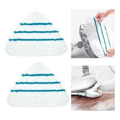 Housses en Microfibre Balai Vapeur Steam Accessoire Chiffons universel Triangle lavable pour Nettoyeur Vapeur Hot Spray, Blanc Microfibre Steam Mop Pads Lavables En Machine(lot de 2)