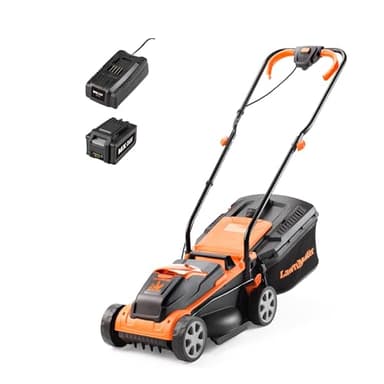 LawnMaster CLM2432K Tondeuse à Gazon Faucille sans Fil 24 V 32 cm Largeur de Coupe, 150 m², Hauteur de Coupe 25-65 mm, avec Batterie 4,0 Ah + Chargeur