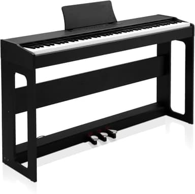 LEADZM Piano Numérique 88 Touches, Clavier Entièrement Lesté, Piano Électrique avec MIDI-USB, Bluetooth et Haut-Parleurs Stéréo, 128 Sonorités et Rythmes, Système à 3 Pédales (Noir, A-815)
