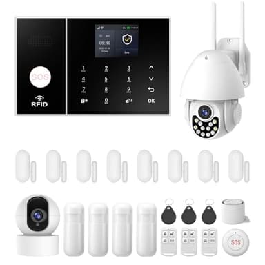 Système d'alarme Domestique LWOHSI 23 pièces GSM WiFi + 4G avec caméra 3 MP, Surveillance Professionnelle 24h/24 et 7j/7, Compatible avec Alexa et Google Assistant