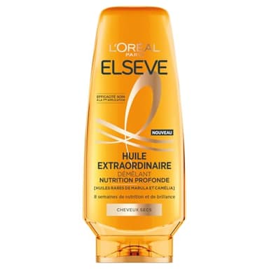 L'Oréal Paris - Après-Shampooing Nutrition Profonde pour Cheveux Secs - Nourrit & Démêle - 8 Semaines de Nutrition & de Brillance - Huiles Rares de Marula & Camélia - Elseve Huile Extraordinaire