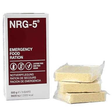 NRG-5 Emergency Food Ration | 2300 kcal Nourriture d'urgence | Longue Conservation | pour Le Trekking, la randonnée, l'alpinisme et en Cas d'urgence