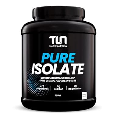 PURE ISOLATE | Isolat de Protéines en Poudre | Jusqu’à 90% de Protéines | Riche en BCAA et Glutamine | Proteine Musculation Rapide | Texture Onctueuse Goût Vanille | Pauvre en Lactose | 750G | TLN