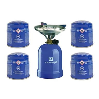 KEMPER - Réchaud à gaz 2200W Coque métal + 4 Cartouches de gaz Réchaud Camping pour Cartouche gaz 190g