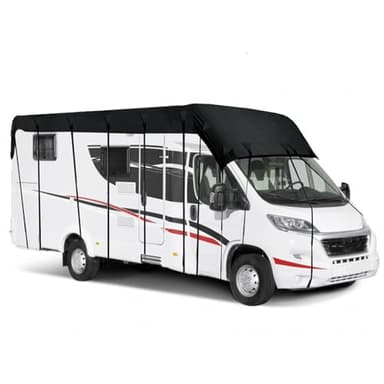 Bache De Protection Camping Car, 210D Oxford Cloth Bache Caravane, Housses pour Camping-Car, Housse de toit respirante pour camping-car avec protection contre les UV et sangles rétractables (7.5 x 3m)