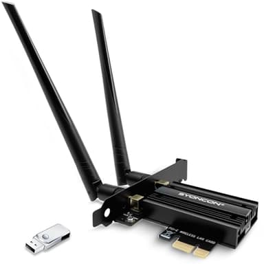 SYONCON Carte WiFi 7 PCIe BE9300, Adaptateur Wi-FI avec Bluetooth 5.4, Tri-Bandes (6GHz Max 5800Mbps, 5GHz Max 2882Mbps, 2.4GHz Max 574Mbps) PCI Express Carte Réseau pour PC Windows 11