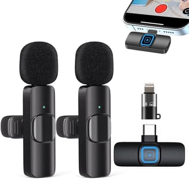 Micro Cravate sans Fil pour iPhone/iOS/Android, Micro Cravate Portable Plug & Play réduction du Bruit pour Youtube, Facebook, Twitter, Tiktok Video et La Diffusion en Direct(Adaptateur Inclus)