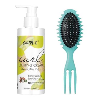 Crème bouclée à l'huile de romarin bio pour cheveux bouclés et ondulés, hydrate et définit les boucles, anti-frisottis, 2 pièces