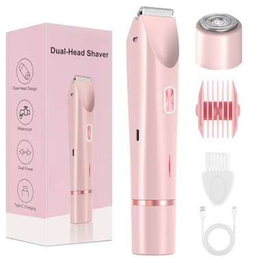 Brigin Brigin Rasoir Electrique Femme, 2 en 1 epilateur electrique femme, Sans douleur Tondeuse Intime,rasoir pour le visage portable,Rechargeable Par USB, Facile à Nettoyer, étanche IPX7