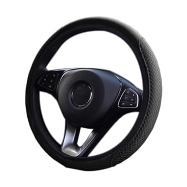 Couvre Volant en Cuir Microfibre, Élastique, Respirante, Antidérapante, 37-38 cm, Housse Volant pour Hommes et Femmes, Protection Volant pour Plupart des Voitures (Noir)