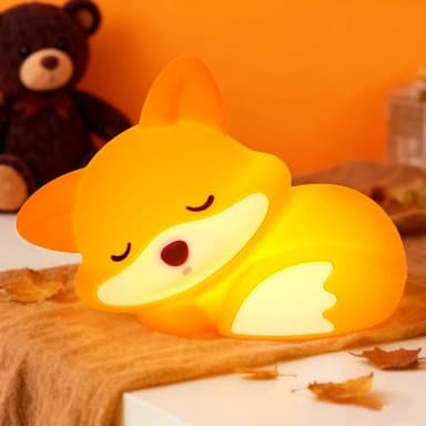 Amaredom Renard Veilleuse, Lampe Renard Mignonne, Luminosité Réglable, Minuterie 20 Min, Idéale pour Chambre d'Enfant - Cadeau Unique et Jouet Adorable [Classe énergétique A]