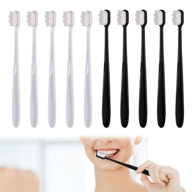 Lot de 10 Brosses à Dents Nano,Brosse à Dent Souple avec 20 000 Poils,Brosses à Dents Manuelles pour Gencives Fragiles,Bosse à Dent Extra Douces en Fibre Stérile pour Adulte Enfant