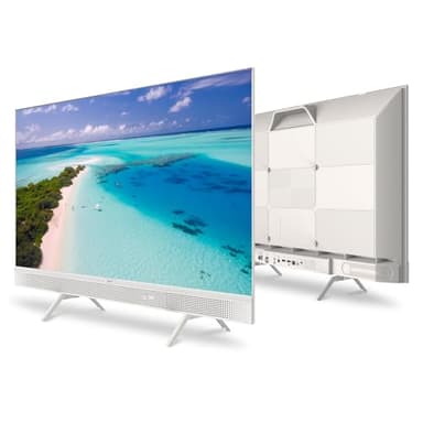 Metz Portable Smart TV 32 Pouces (80 cm), QLED, Google Television HDR 10 Haut-parleurs Puissants DBX TV Dolby Audio Chromecast Commande Vocale Google Assistant Tuner Power-C (32MQE7100 Blanc)
