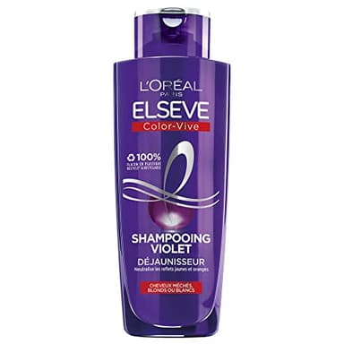 L'Oréal Paris - Shampooing Violet Déjaunisseur - Pour Cheveux Blonds, Décolorés, Méchés ou Blancs - Neutralisation des Reflets Jaunes & Orangés - Elseve Color-Vive - 200 ml
