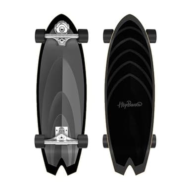 Surfskate Carver Skateboard pour carving Pumpping, 81 x 25 cm en bois d'érable, roulements à billes ABEC-11, pour joueurs avancés (argenté)