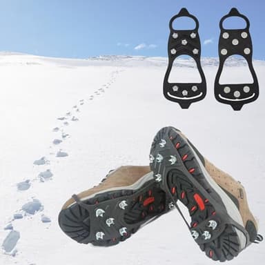 YQBFTC Crampon Antidérapent, Universelles Crampons Pointes Antidérapent, Glace Traction Crampons avec 8 Clous à Neige Grips, Chaussures Anti-Slip Crampons pour Alpinisme Marche Randonnée Jogging(M)