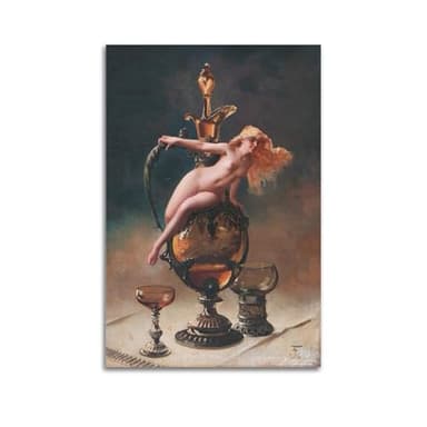 Impression sur toile Luis Ricardo Falero « Le vin de Tokay» - Décoration murale pour chambre à coucher - 30 x 45 cm
