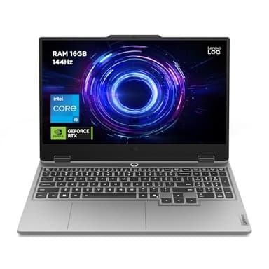 Lenovo LOQ 15IRX10 - Ordinateur Portable Gaming 15.6'' FHD 144Hz (Intel Core i5-13450HX, RAM 16Go, SSD 512Go, NVIDIA RTX 5060 8GB, sans Système d'Exploitation) Clavier rétroéclairé blanc AZERTY - Gris