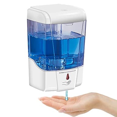 GERUIKE Distributeur de Savon Blanc Automatique sans Contact à Piles Distributeur de Savon Électrique Capteur avec Capacité de 700ML 0-10CM Capteur de Mouvement