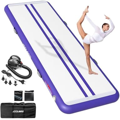 JOOLOOG Air Floor Mat 4M Tapis de Gymnastique Gonflable avec Pompe Pratique et 20cm d'épaisseur Pistes d'acrobatie Piste Gonflable Air Mat pour Gymnaste Tumbling Yoga Taekwondo