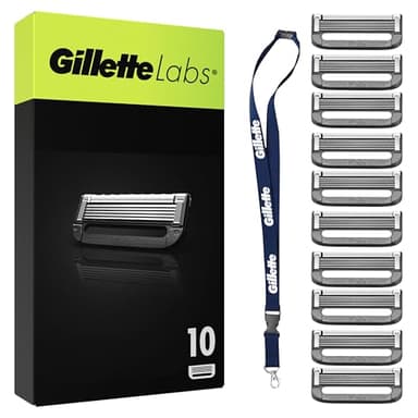 Gillette Labs Lot De 10 Recharges De Rasoir Pour Hommes, AUTHENTIQUES, A 5 Meilleures Lames De La Marque, Barre Exfoliante Pour Un Rasage Doux Et Efficace, Compatibles Avec Les Manches GilletteLabs