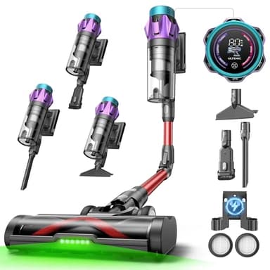 Ultenic U18 Pro Aspirateur Balai sans Fil, 55kPa Puissant Poils d'animaux, GreenEye, 80min Autonomie, HEPA H13 Anti-Allergie, Tube Pliable, Maison et Voiture