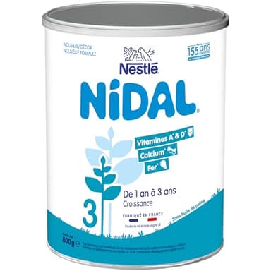 Nestlé Nidal 3 Lait de croissance en poudre de 1 à 3 ans - Boîte de 800g