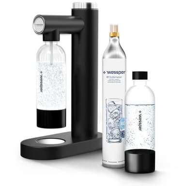 Wessper Machine à Eau Pétillante, Machine a Eau Gazeuse Machine a Soda Bouteille Gazeification | S1 Sodmarker avec 1L Bouteille PET, Sans BPA et 1 Cylindre de CO2 60L