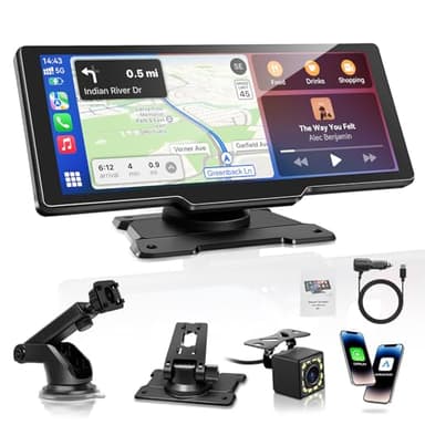 Carpeer Écran Carplay Voiture de 10,26 pour A-pple Carplay & Android Auto Voiture avec 1080P Caméra de Recul, Mises à Jour OTA, Airplay, Bluetooth, Navigation GPS, FM, AUX, Assistant Vocal Google/Siri