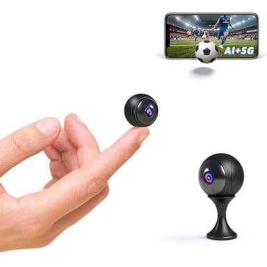 Camera Espion, 4K Mini AI Caméra de Surveillance WiFi (2,4G/5G), Détection Personnes et Animaux, Vision Nocturne HD, Stockage Local & Cloud Sécurisé pour Sécurité Domestique, Garde d'enfant (2.4&5G)