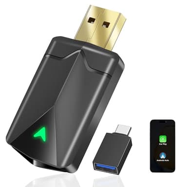 Adaptateur CarPlay sans Fil – Adaptateur Android Auto sans Fil, Wi-FI 5,8GHz Plug & Play, Mini et Stable, iOS 10+/Android 10+, Connexion Automatique Rapide pour Voitures à partir de 2016. (1pièces)