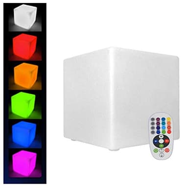 Xigner Cube LED d'extérieur avec télécommande - Tabouret lumineux RVB - 16 couleurs - Cube de siège LED et design - Éclairage cube lumineux comme siège et table pour l'intérieur et l'extérieur (30 x