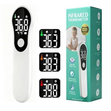 Thermomètre Frontal Sans Contact pour Bébé et Adultes, Thermomètre Numérique Infrarouge avec Alerte Fièvre, Lecture Rapide et Précise, écran LCD, Conversion °C/°F