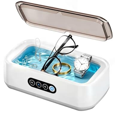 AMCHLEL Nettoyeur Ultrasons 650ml, Nettoyant lunettes, 49KHz Nettoyeur Ultrason Lunettes avec 3 Minuteries Numériques, Ultrasonic Cleaner pour Lunettes, Bijoux, Bagues,Dentiers