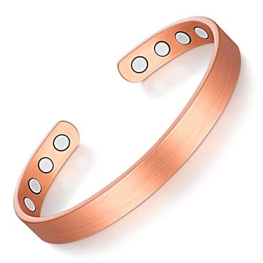Herdear Bracelet Magnétique en Cuivre Bracelets Magnétiques en Bronze Bracelets en Cuivre Réglables avec 8 Aimants pour Hommes et Femmes(1 Pièce,Classique)