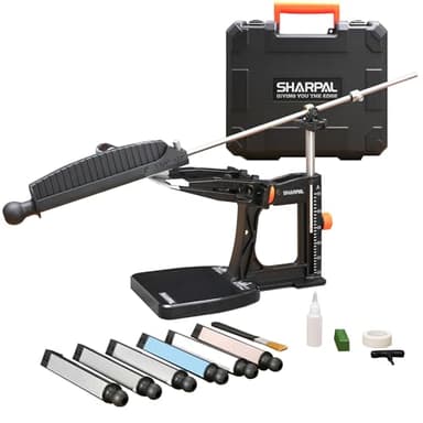 SHARPAL 202H Système d'Aiguisage de Précision – Affûteur à Angle Réglable 10–35°, Kit 7 Plaques (Diamant 220/325/600/1000, Pierre 3000/6000, Cuir à Polir) et Coffret Cadeau