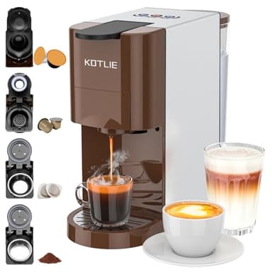 KOTLIE Machine à café 4 en 1 pour NES/DG/poudre de café/ESE (44 mm), 19 bar, 800 ml