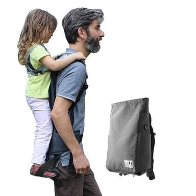 HOMB - Sac à Dos Avec Porte-Bébé - Col Souple Le Plus Léger - Porte-Enfant Jusqu'à 25 kg - Randonnée à Partir de 2 Ans - Transport (Gris Chiné)