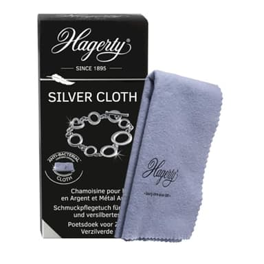 Hagerty Silver Cloth Chiffon pour l'argenterie I 36 x 30 cm I Chamoisine imprégnée 100 % coton I Nettoyage anti-ternissement I Pour les bijoux et les objets en argent ou en argent plaqué