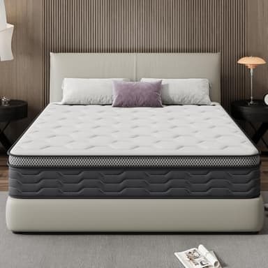 DEWINNER Matelas 160x200x25cm Matelas à Ressorts ensachés et à mémoire de Forme, Matelas 7 Zones Ergonomique, Soutien Parfait, Respirant (160x200x25)
