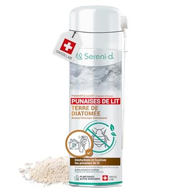 TERRE DE DIATOMÉE PUNAISES DE LIT – AÉROSOL ANTI PUNAISES DE LIT – EFFICACITÉ FOUDROYANTE – Ingrédients 100% - Action IMMÉDITE et EFFICACE - Swiss Lab