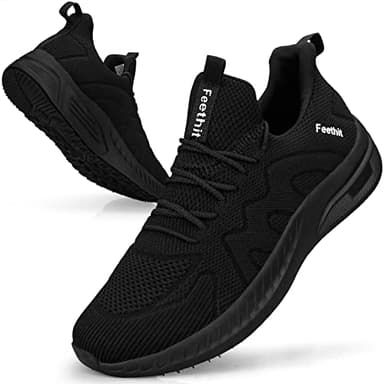 Feethit Chaussures de Sport Homme Respirant Légères et Confortables de la Mode de Marche Fitness Running Tennis Outdoor Gym Jogging Sneakers Le Noir 44 EU